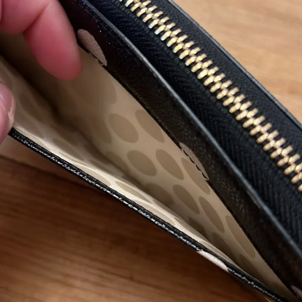 Kate Spade Polka Dot Wallet Black and Cream Coated Canvas Accordion Long Wallet